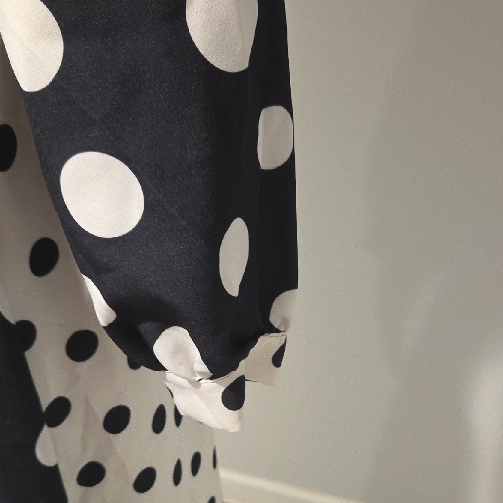 Polka Dot Maxi Dress - Black and White - Picture 6 of 13